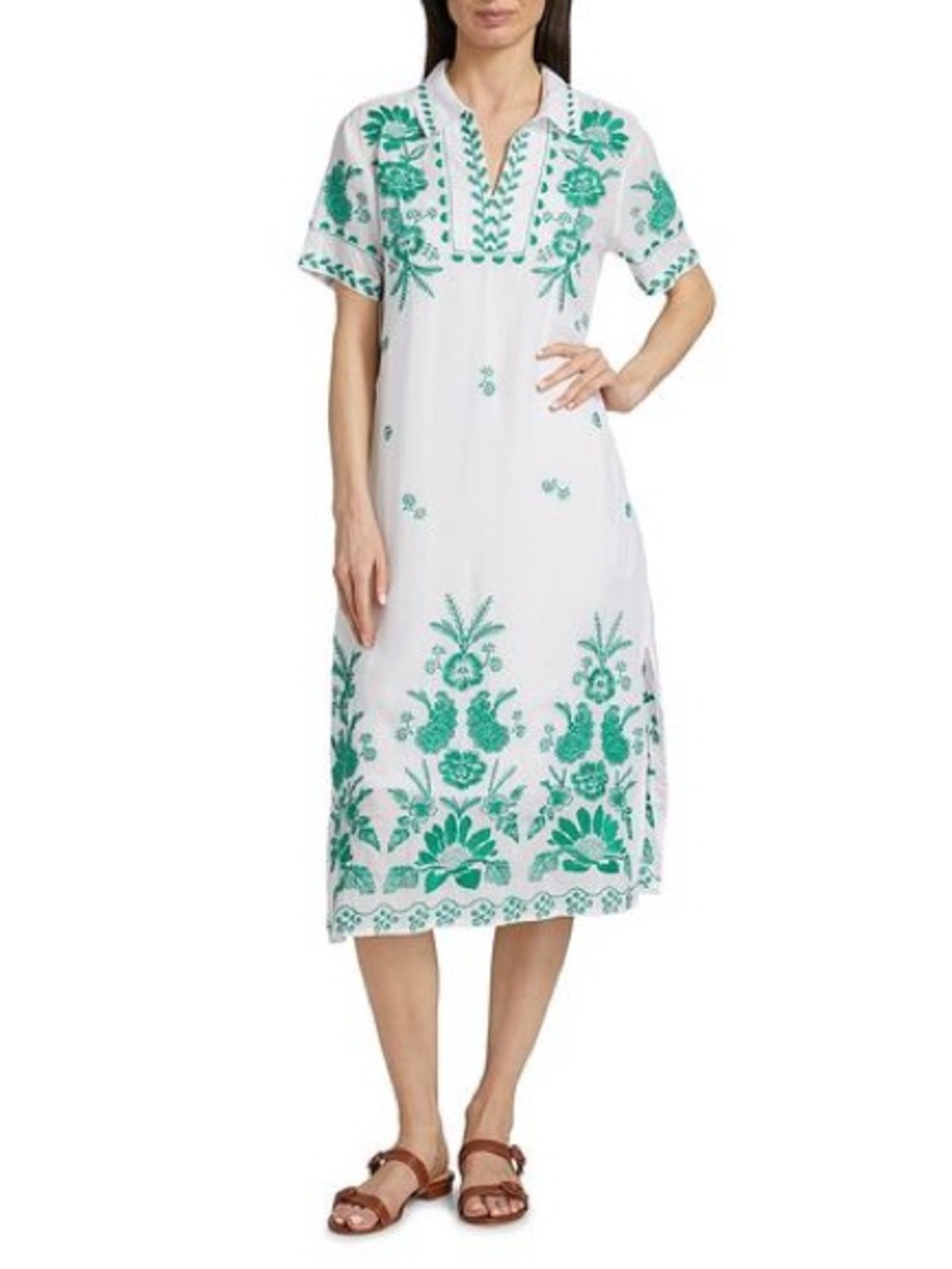 NWT JOHNNY WAS Women's Embroidery Polo T-Shirt Midi-Dress